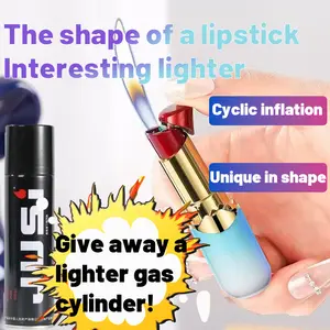 Lipstick-Shaped Windproof Lighter  | Refillable & Portable | Free Gas Cylinder | Cute Gift Idea