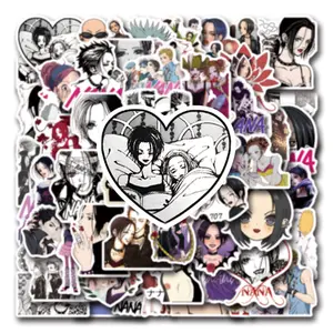 55pcs New Girl Anime Stickers Nana Cartoon Graffiti Decals, Self-Adhesive Removable Waterproof Car Luggage Cup Stickers