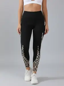 Women's Colorblock & Leopard Patchwork Pocket Sports Leggings, Casual Comfy Breathable High Stretch Yoga Leggings, Ladies Sportswear for Indoor Outdoor Wear, Gym Clothes, Skinny Yoga Bottoms, Leopard Print Leggings, Athleisure Fitness Leggings