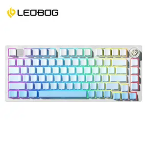 LEOBOG Hi75 Portable Mechanical Gaming Keyboard, 16-RGB Light Effects Backlit Compact 81 Keys Mini Wired Office Keyboard with Rotating Button for Windows Laptop PC Mac