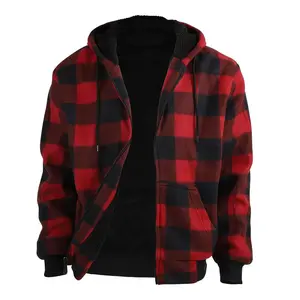 Plus Size Checkered Button-Down Hooded Jacket, Casual Regular Fit Long-Sleeved Pocket Jacket, Suitable for Autumn and Winter Wear, Men's Everyday Clothing