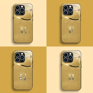 Suitable for [iPhone 13 Pro Max] New high-end golden auspicious cloud letter glass mobile phone case new business simple electroplating Metallic Paint glass mobile phone case affordable anti-fall anti-fingerprint 995