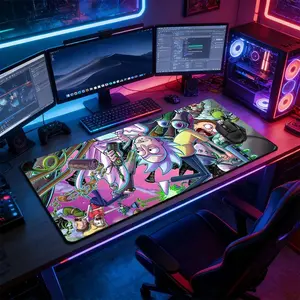 Psychedelic Cartoon Large Gaming Mouse Pad, Extended Non-Slip Rubber Base, Trippy Pop Culture Design, Durable Office Desk Pad, Ideal Gift for Cartoon & Adult Animation Fans, Extended Mousepad