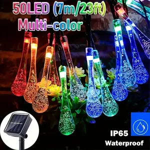 Solar String Lights Outdoor Waterproof, 22.97ft 50 LED Water Drop, 8 Modes, Solar Tree Lights for Party, Garden, Patio, Wedding, Porch, Yard