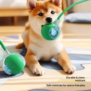 Automatic PVC Dog Walking Ball Bite Resistant Interactive Tug Toy for Small Dogs & Puppies-Throwing Toys