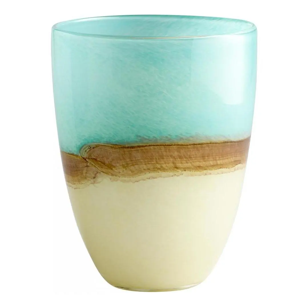 Blue 9.25in. Medium Turquoise Earth Vase - Style: 7316580