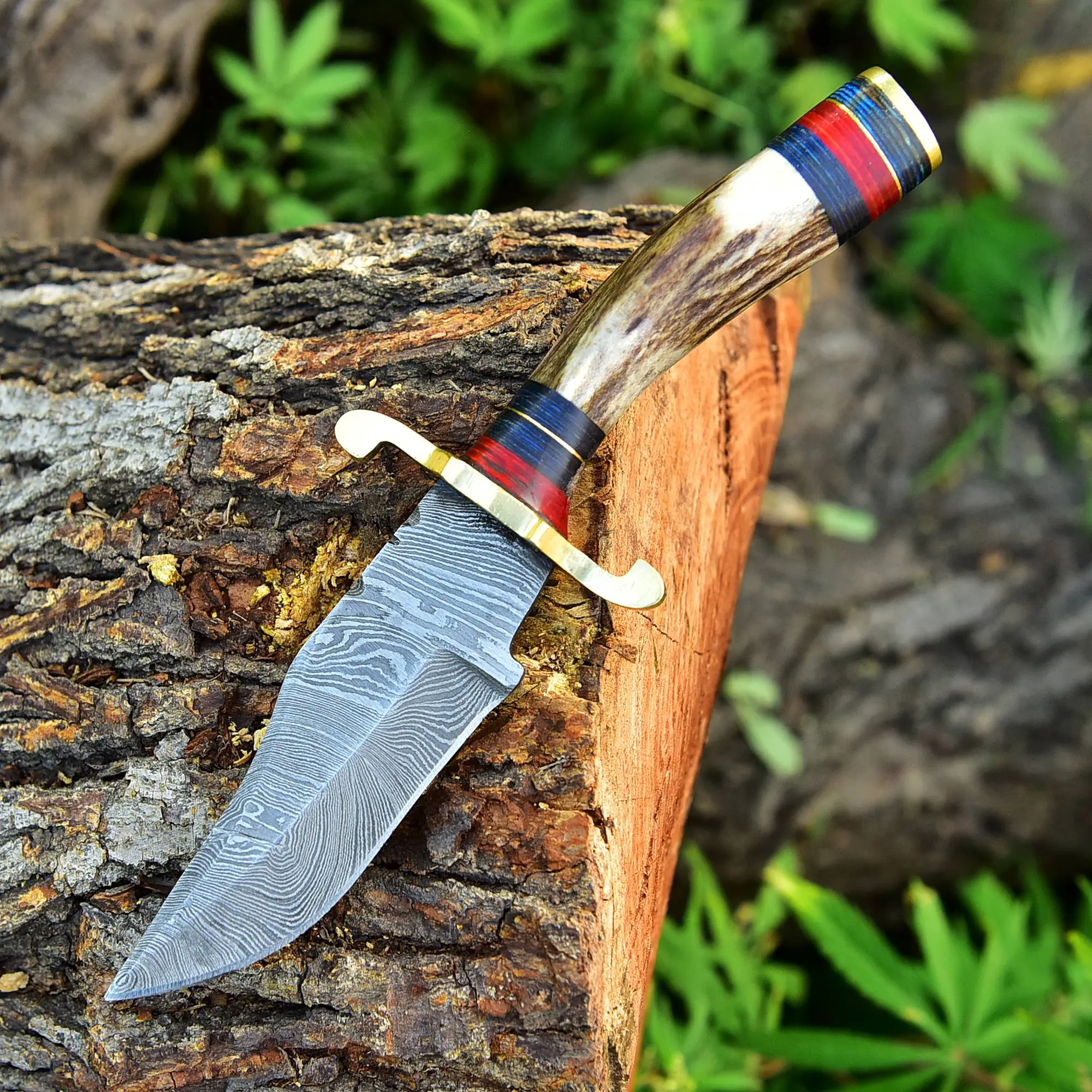 Custom Handcrafted Damascus Steel Fixed Blade Skinner Knife Outdoor Knife With Free leather Sheath