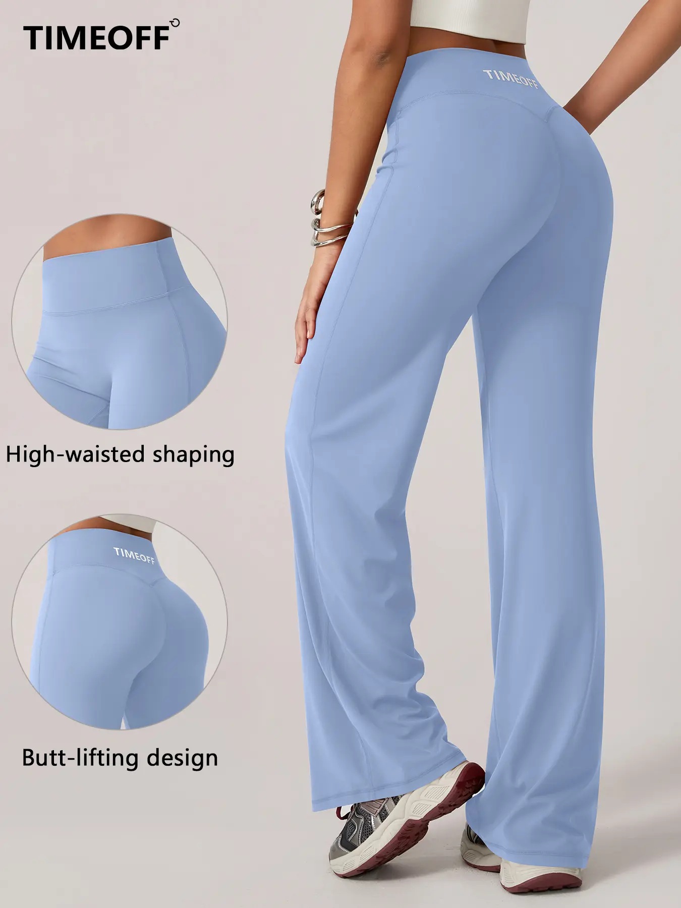 TimeOFF Women's Wide-Leg Pants – High-Waisted, Draped Pant Legs for Comfort & Flattering Fit in Yoga, Workouts & Daily Casual Wear Outfits Chic elastic waist yoga pant gym,travel essentials,camping essentials