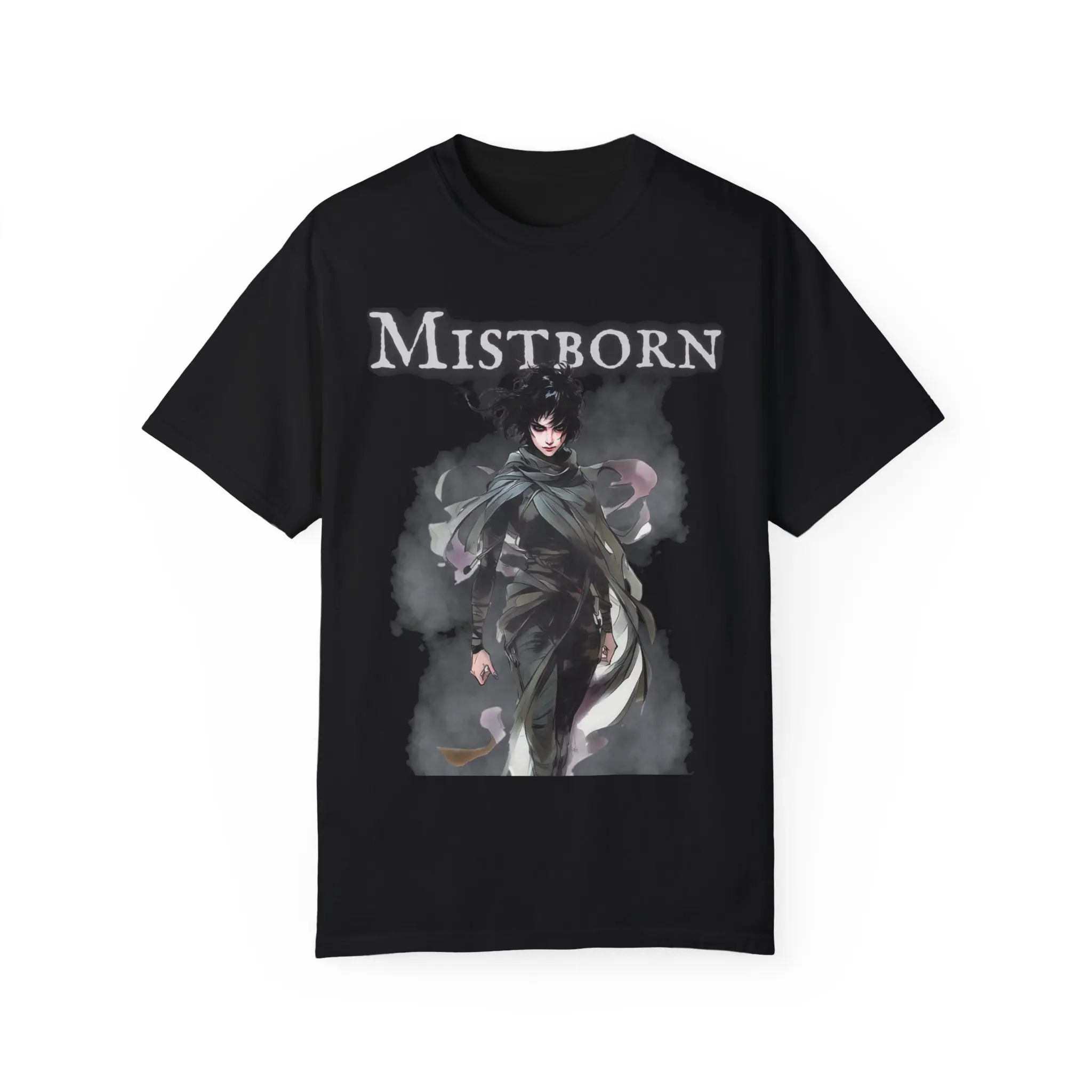 Men's Cotton Round Neck Shortsleeve T-Shirt - Mistborn Vin Ashfall Survivor Graphic, Cosmere Fantasy Bookish Apparel, Comfortable Fabric, Suit Most, Fitted Black Gift