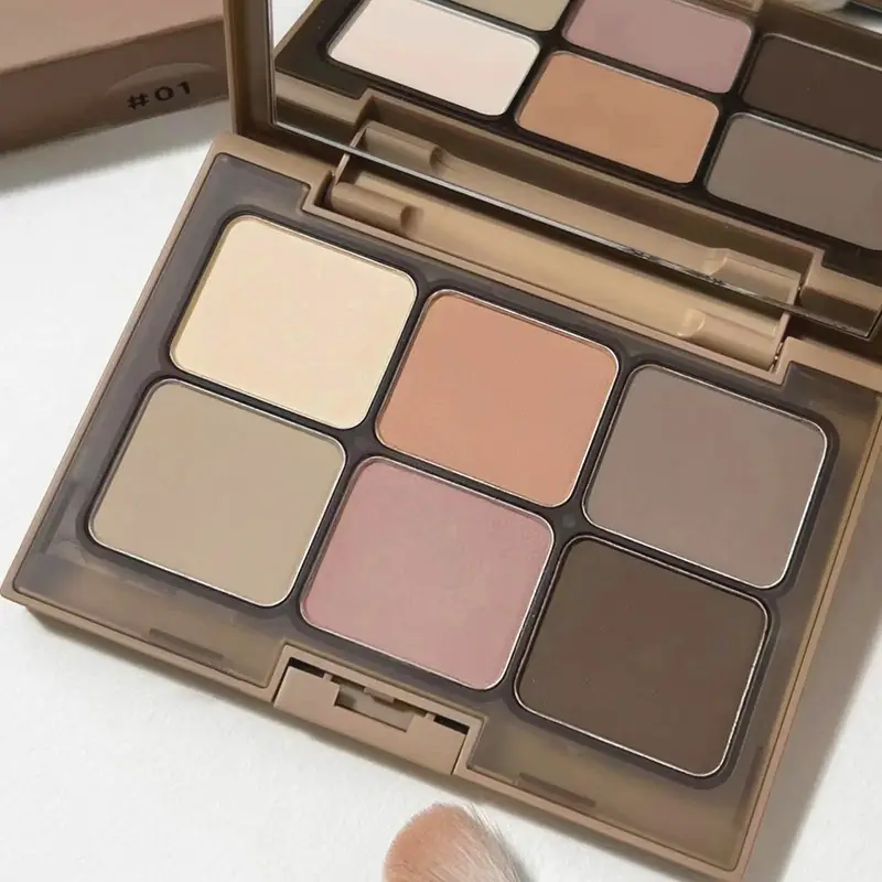 Summer 6 Colors Matte Earth Tone Eyeshadow, Long Lasting Eye Makeup Products, High Pigmented Blendable Eyeshadow Powder Palette Cosmetic Products for