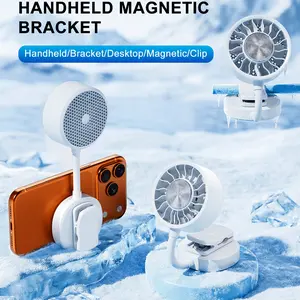 Cold Wind Magnetic Mini Fan, Silicone Metal Hose Design, Three-Speed Adjustment, Magnet Compatible with Phones, Clip Attachment for Various Scenes