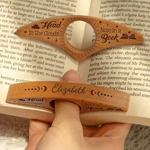 Handmade Wooden Bookmarks with Thumb Ring Binding, Durable Reading Accessory for Teachers, Book Lovers, Students, Name/book Gift