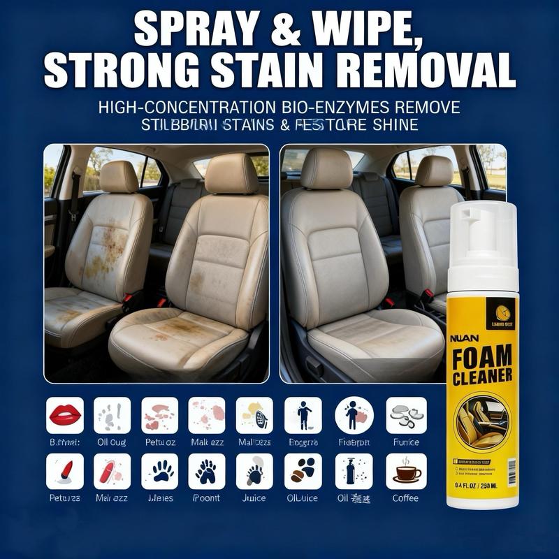 NUAN  Interior Cleaner Foam – Leather Seats, Headliner & Plastic Panel Protector