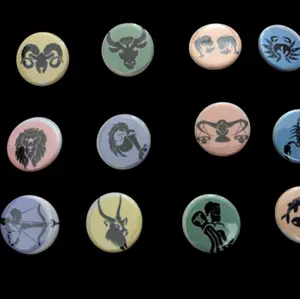Zodiac Button-Pins - 12 Unique Astrological Symbols for Personalized Style and Expression
