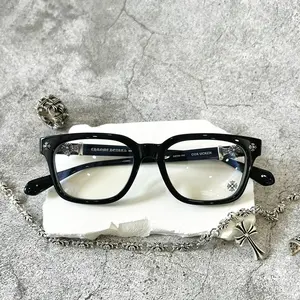 Chrome Hearts Classic Square Frame Glasses for Men and Women, Casual Fashion Eyewear, Stylish, Durable, Dustproof, Windproof, Anti-Blue Light, Anti-UV, Gift for Her and Him