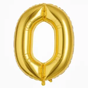 Gold Metallic Foil Balloon Number 0