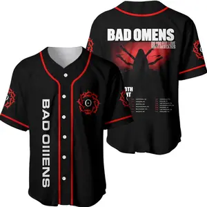 Bad Omens Tour Baseball Jersey – Do You Feel Love Design, Metalcore Fan Button Up Shirt