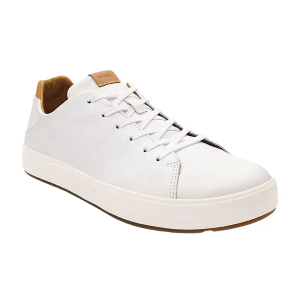 Olukai Men's Lae‘ahi L? ‘Ili Leather Sneaker White