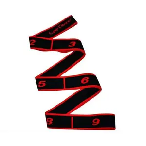 &Stretching Strap - Yoga Stretch Belt with 8 Loops, Multi-Segment Design & Storage Bag - Elastic Exercise Strap for Physical Therapy, Home Workout, Pilates, Hamstring & Full Body Flexibility Training |   Red