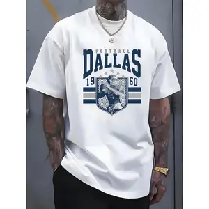 100% Cotton "DALLAS" Letters, Patterns, Printed Men'S T-Shirts, Men'S Novel Pattern Design T-Shirts, Summer Casual And Comfortable T-Shirts, Fashionable Short-Sleeved Comfortable And Versatile Summer T-Shirts, Adventure Golf Gift T-Shirt For Men And Women
