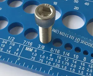 Nut,  & Screw Gauge Standard & Metric Coarse & Fine Diameter, Length & Thread Pitch (Blue)