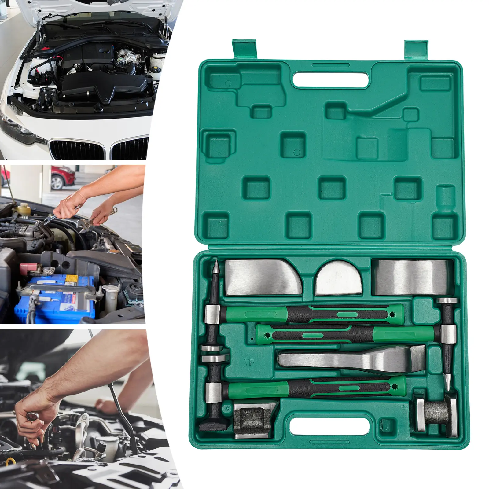 9PCS Car Dent Remover Kit - High-Strength Steel Car Repair Tools with Puller, Portable Storage Toolbox for Home & Shop Use, Ideal for Summervibes Outdoor Fun,summerwins