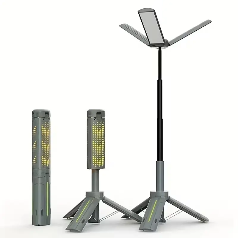 3-Head Adjustable LED Camping Light with Retractable 3.4-ft Tripod Stand, 8000mAh Rechargeable and Dimmable for Garage Use, Emergencies, Led Lights, Batteries, Camping Accessories, 3-Head Led Camping Light Torches