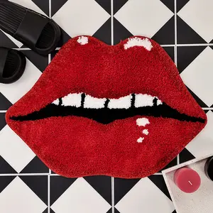 Lips Shaped Bathroom Rug, Cute Red Bath Mat Non Slip, Absorbent, Plush Shower Rugs For Bathtub Lips Shaped Bathroom Rug, Cute Red Bath Mat Non Slip, Absorbent, Plush Shower Rugs For Bathtub