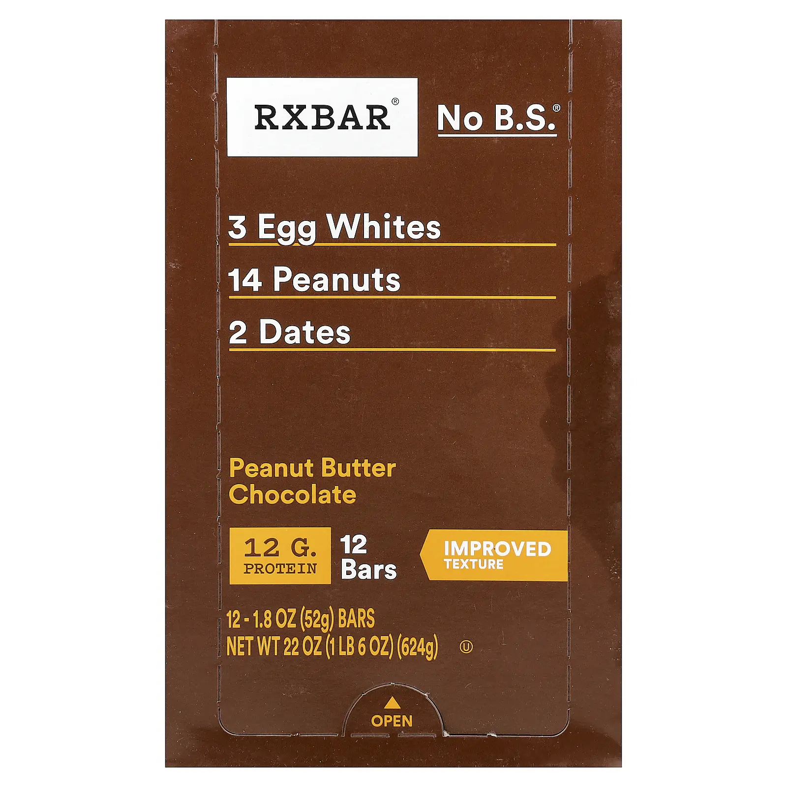 RXBAR Protein Bar, Peanut Butter Chocolate, 12 Bars, 1.8 oz (52 g) Each