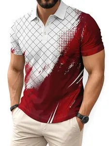 and Abstract Pattern Polo Shirt, Art Modern Casual Top, Fitted Style, No Ca Prop 65 Re, Print Design, Men's Fashion, Menswear