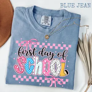 Comfort Colors Coquette First Day Of School Shirt, Teacher Tee, Preppy Back To School Shirt, Student T-shirt, First Day Of School Kids Shirt