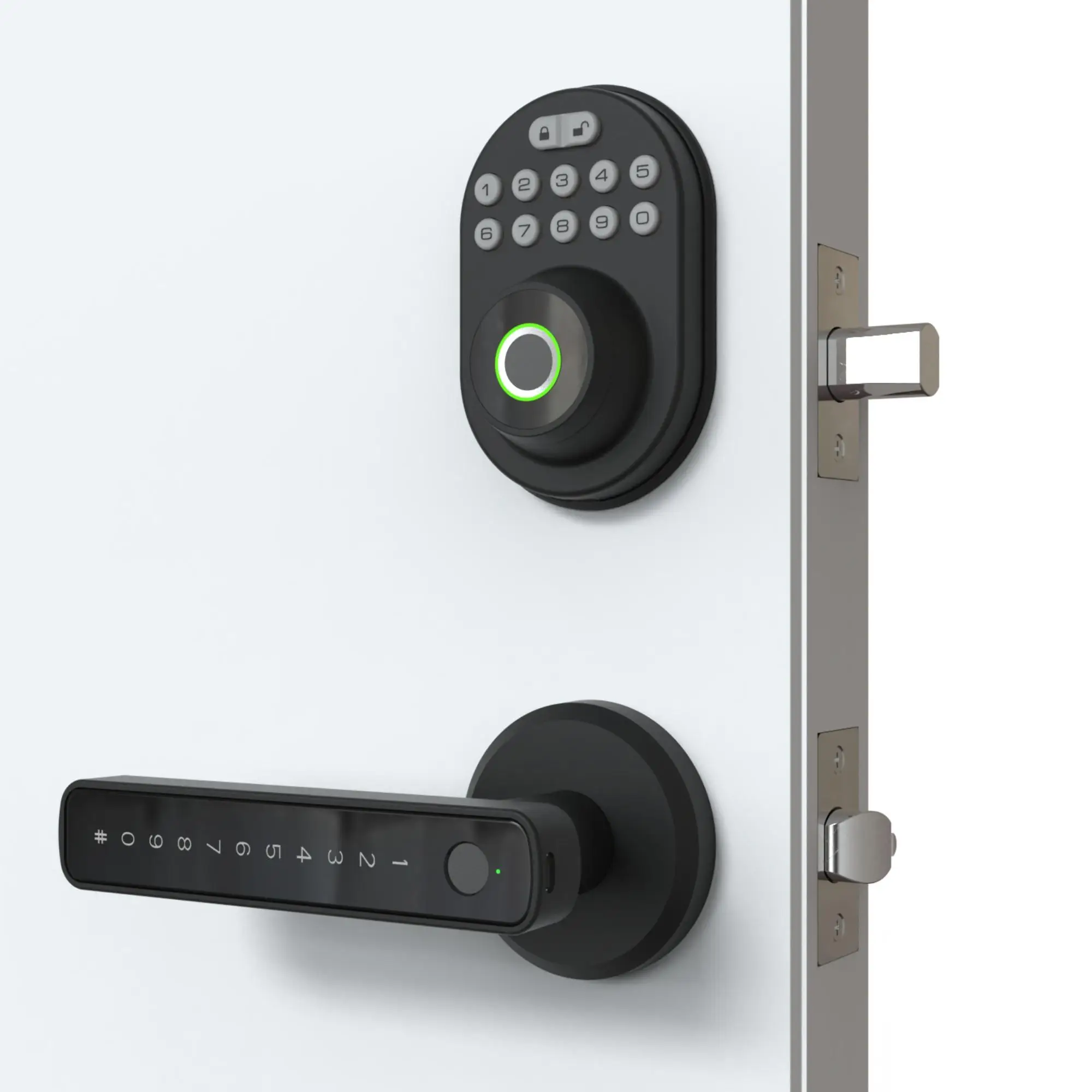Smart Lock, Combination Door Lock, 1 Set 4 in 1 Function Keyless Entry Lock, Fingerprint / PIN Code / Mechanical Key / APP, Suitable for Apartment Hom