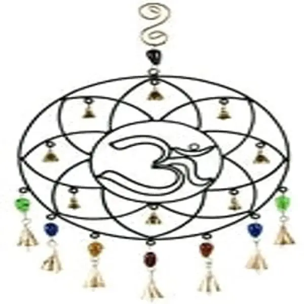 Om Symbol Chime with Bells & Beads - 125W 21H