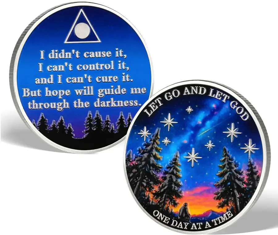 Recovery Coin - Let Go and Let God Sobriety Chip, One Day at a Time Medallion, Spiritual Strength & Healing Gift for Addiction Recovery, Sobriety Gifts for Al-Anon Members Visit the Value Valor Vow Store