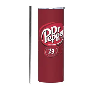 Dr Pepper Merch Tumbler Cup 20oz with Straw - Iconic Logo Insulated Drinkware Birthday Holiday Gift for Fans