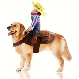 Large Cowboy Rider Dog Costume - Adjustable Pet Apparel for Halloween & Parties, Fits Pets 38.5-99lb, for Autumn, Spring
