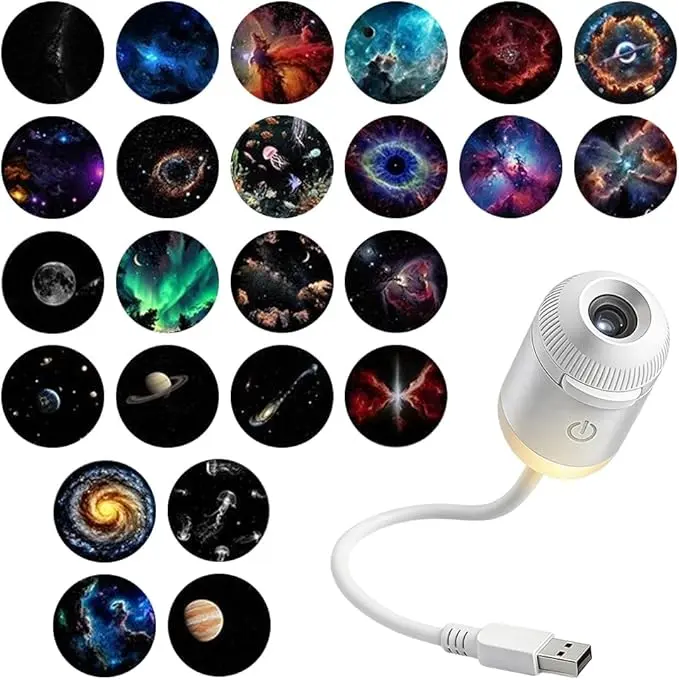 2-in-1 Galaxy Projector Night Light, USB Star Projector with Adjustable Brightness, Mini Galaxy Light Projector for Bedroom Ceiling Wall Room Decor , Great room decor items for parties and birthdays; an excellent choice for gifts.