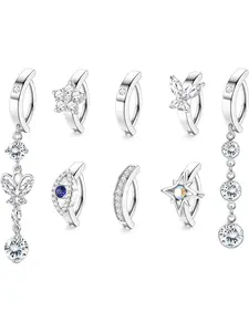 8 Pcs 14G Navel Piercing Surgical Steel Clicker Hypoallergenic Piercing Navel Ring Flower Butterfly Piercing Navel Piercing Body Pendant for Women Summer Beach, Surgical Steel, Wearable Jewelry