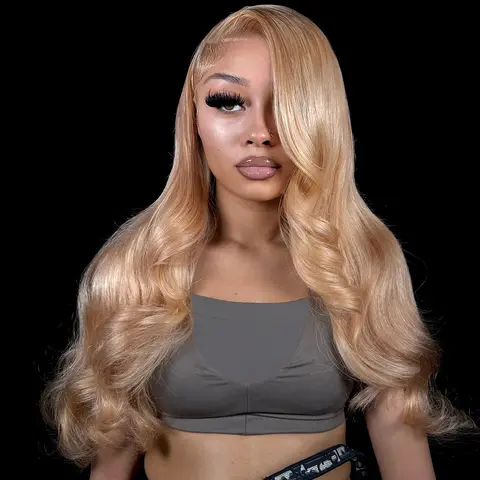 Ash Blonde Milk Tea 13X6 Lace Front Wig 200% Density Human Hair Wig Body Wave Transparent Lace Upgrades Ash Blonde Colored Wig With Natural Hairline for Women