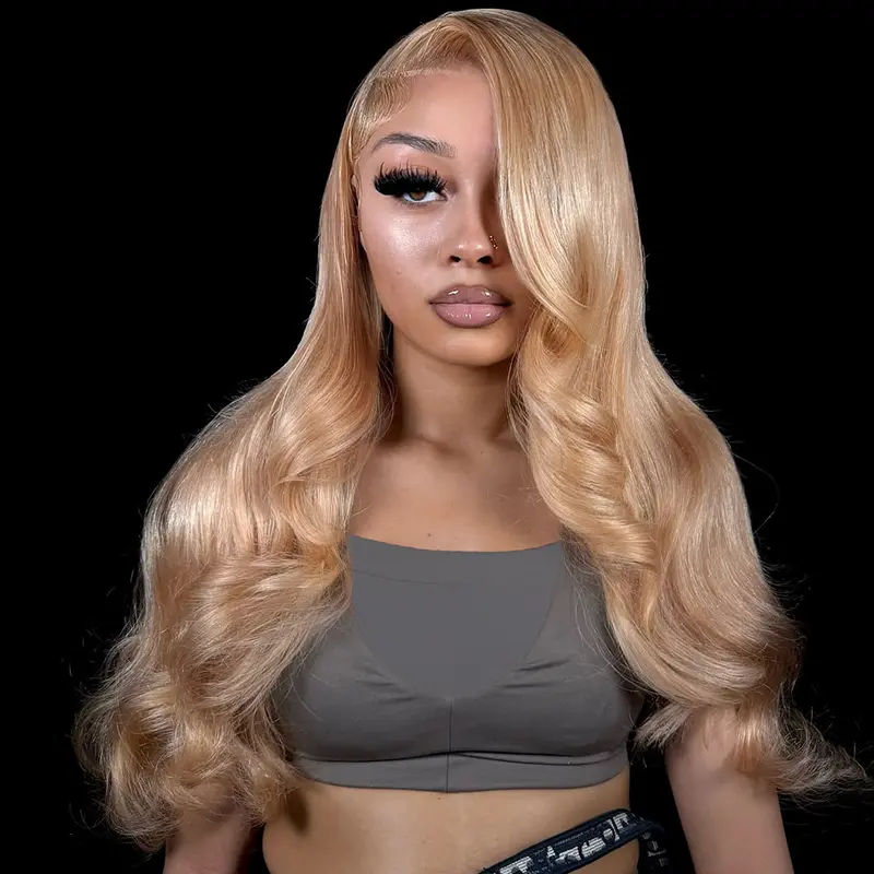 Ash Blonde Milk Tea 13X6 Lace Front Wig 200% Density Human Hair Wig Body Wave Transparent Lace Upgrades Ash Blonde Colored Wig With Natural Hairline for Women