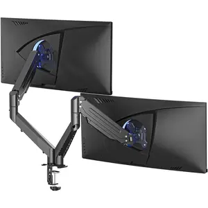 Dual  Mount Stand-Height Adjustable Gas Spring  Arm Desk Mount for 2  Screens 17 to 35 inches - Each Arm Holds up to 24.25lbs,Black(MD8SP)