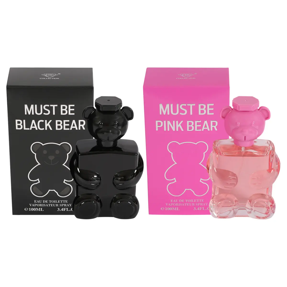 Must Be Black Bear & Pink Bear Eau de Toilette 100ML - Unique Bear-Shaped Perfume Bottles for Men & Women