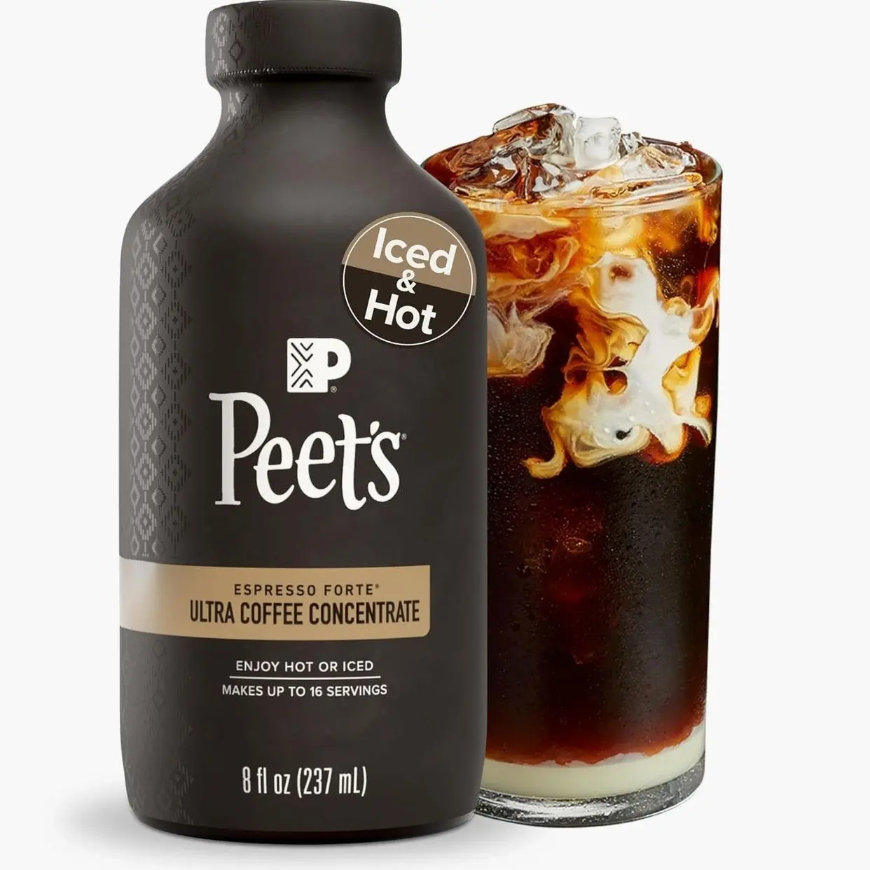 Peet's Coffee, Ultra Coffee Concentrate, Instant Hot, Cold Brew, or Iced Coffee, 100% Arabica Coffee - Espresso Forte, 8 Fluid Ounce Bottle (16 Servings)