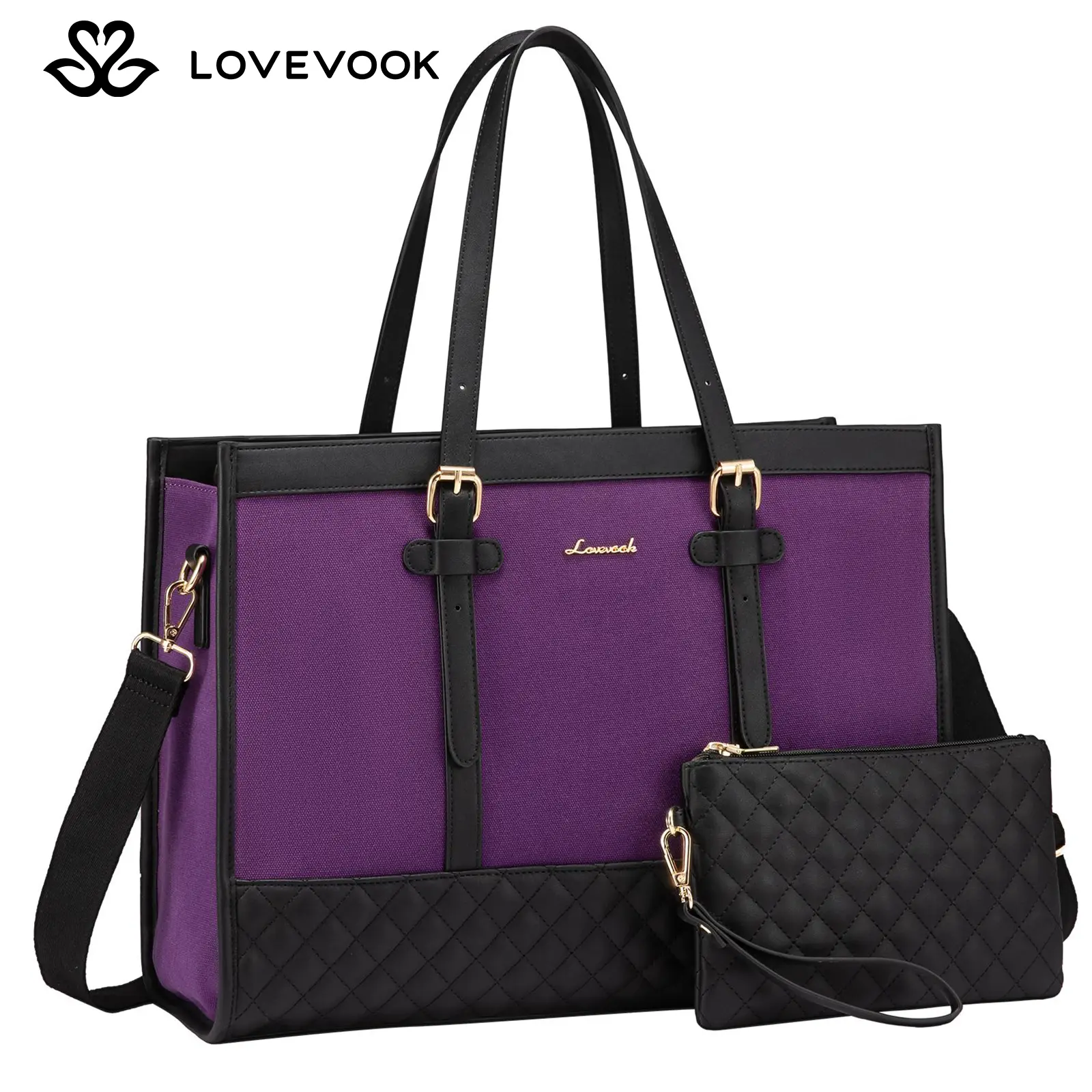 Black & Purple(Canvas+PU Leather edge) 