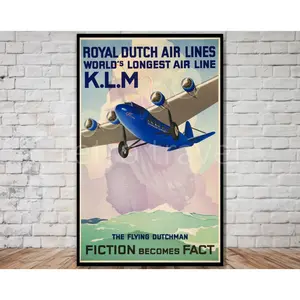 KLM Royal Dutch Airlines Poster, the flying dutchman, vintage airline poster, dutch travel poster, retro travel print POSTER