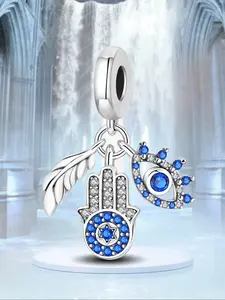1Pc New Design Hand of Fatima Evil Eye Charm Beaded Charm Beading Charms DIY Jewelry Making Kit for Bracelet Creative Craft Materials Holiday Gift Pendant Women Birthday Gift Daily Wear Accessories