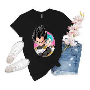 T-Shirt Unisex Bulma And Vegeta First Meet Vegeta And Bulma Essential Gift For Men Family Sleeve Friend Shirt Event Short