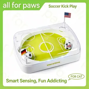 Allforpaws Interactive Electronic Soccer Field Cat Kick Play With Catnip Infused Soccer Move Balls