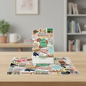 Reading Series Graffiti Sticker, 50pcs/set Waterproof Cartoon Decorative Stickers, Durable Adhesive Stickers, DIY Creative Reusable Sticker for Crafts Water Bottle & Laptop, Sticker Packs, Paper Book, Scrapbooking