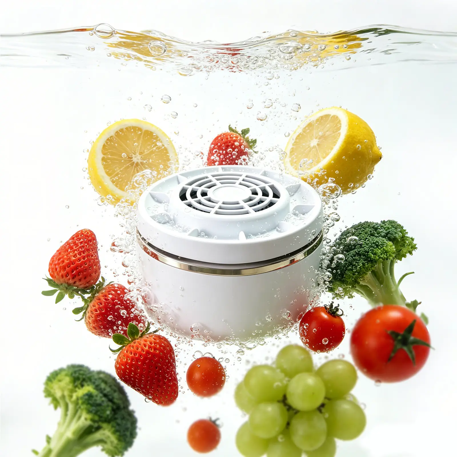 Fruit and Vegetable Washing Machine with Advanced Ion Purification,Deeply Removes Wax, Impurities & Surface Residues from Fruits, Meat, Veggies - Ideal for Home Kitchen, RV, Camping & Travel.